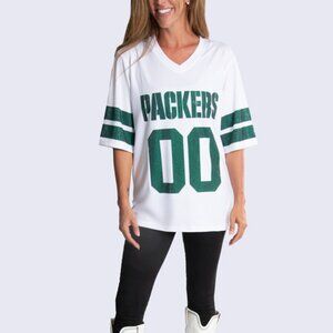 NFL Licensed White Tunic Crystal Pullover Jersey--Green Bay Packers